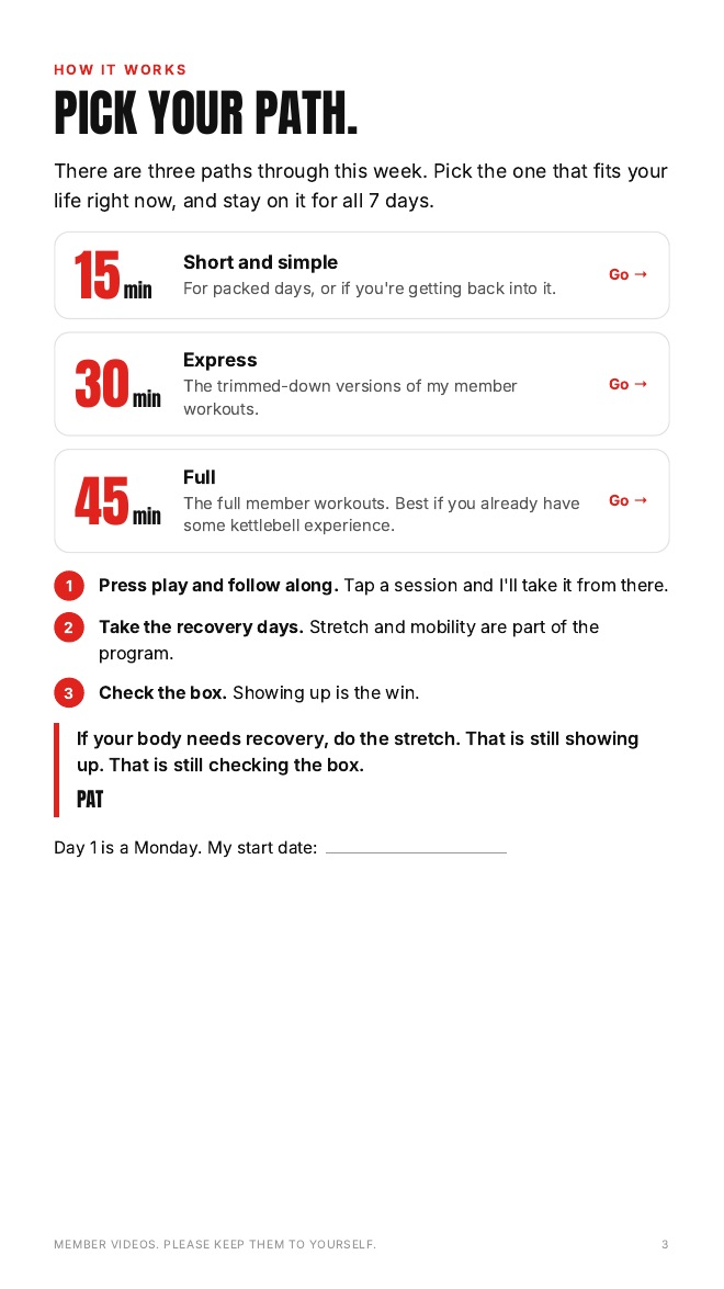 Pick your path page from the plan