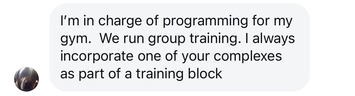 Testimonial from a gym programmer using the complexes in group training blocks